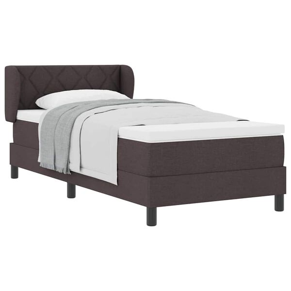 vidaXL Cama Box com colch&atilde;o Marrom Escuro 90 x 190 cm tecido