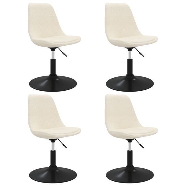 vidaXL Cadeiras de jantar giratórias 4 pcs veludo cor creme