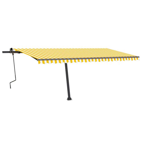 vidaXL Toldo retr&aacute;til manual com LED 500x300 cm amarelo e branco