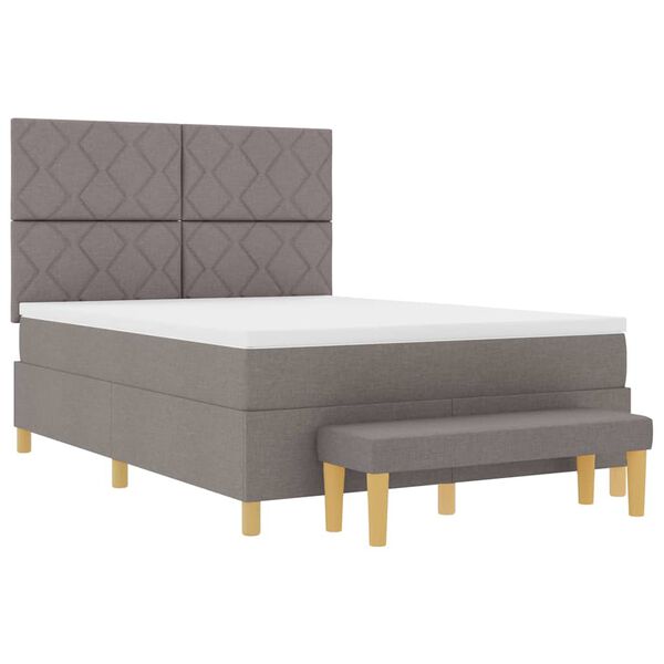 vidaXL Cama Box com colch&atilde;o Cinzento-acastanhado 160 x 200 cm tecido