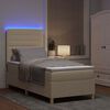 vidaXL Cama Box Spring LED com colch&atilde;o Creme 80 x 200 cm tecido