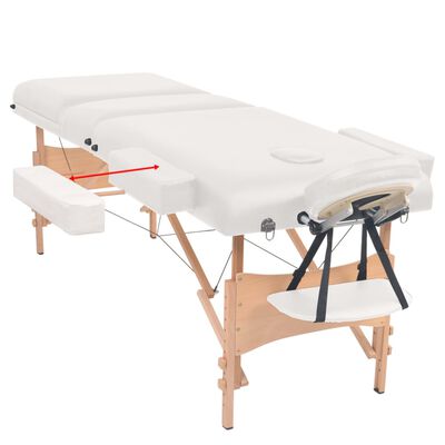 vidaXL Mesa de massagens dobrável 3 zonas 10 cm espessura branco