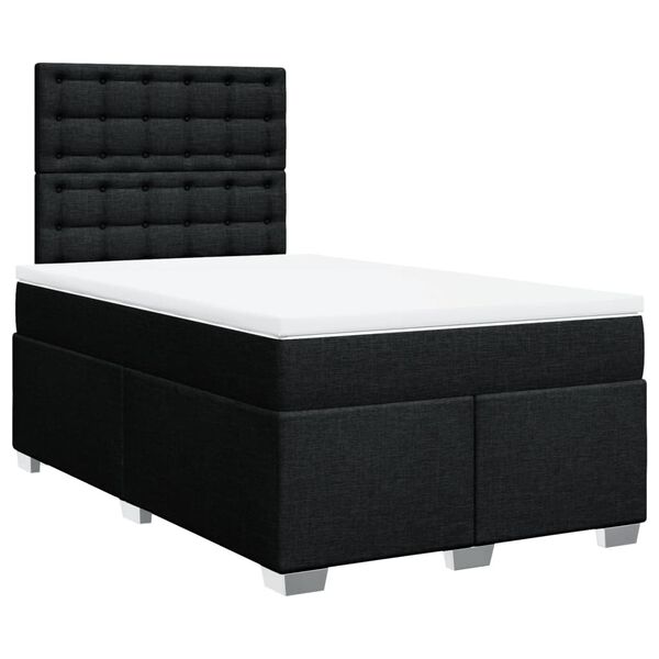 vidaXL Cama boxspring com colch&atilde;o 120x190 cm tecido preto