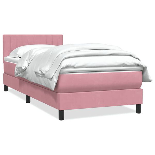 vidaXL Cama com molas/colch&atilde;o 100x210 cm veludo rosa