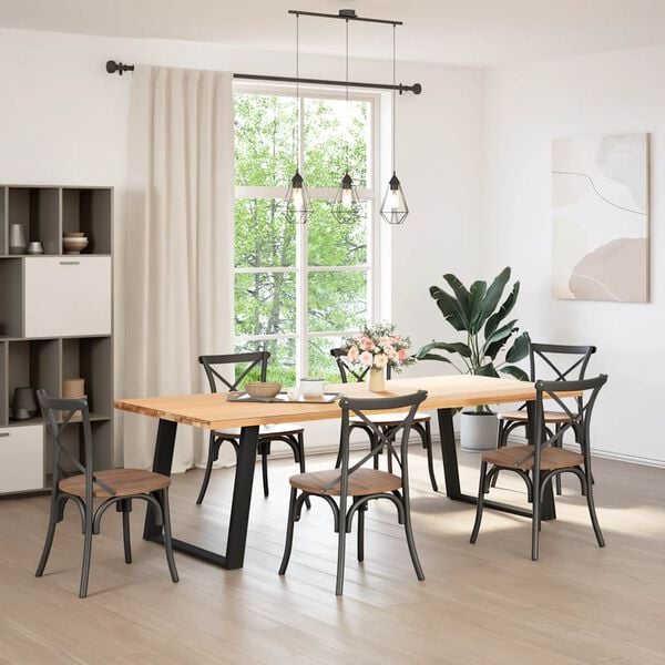 vidaXL P&eacute;s de mesa de jantar em forma de U, 2 pe&ccedil;as, preto, 90x (72-73) cm, a&ccedil;o