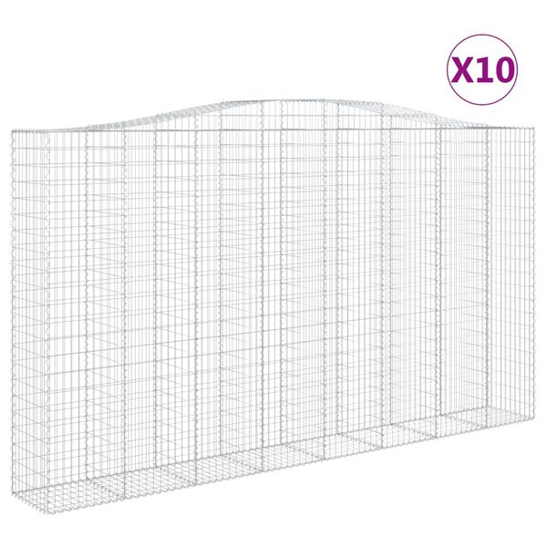 vidaXL Cestos gabi&atilde;o arqueados 10 pcs 400x50x220/240 ferro galvanizado