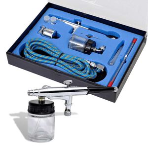 vidaXL Conjunto de aerografia com frasco de vidro e bocais 0,2 / 0,3 / 0,5 mm