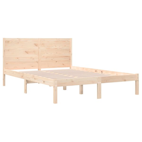 vidaXL Estrutura de cama casal 135x190 cm madeira maci&ccedil;a