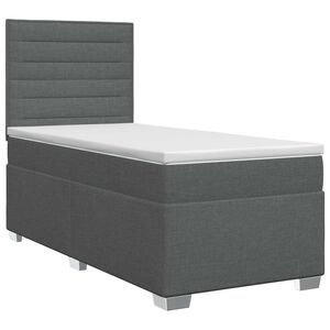vidaXL Cama box spring com colch&atilde;o Cinzento-Escuro Individual Tecido