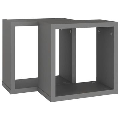 vidaXL Prateleiras de parede forma de cubo 2 pcs 30x15x30 cm cinzento