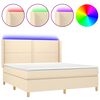 vidaXL Cama box spring c/ colch&atilde;o e LED 180x200 cm tecido cor creme