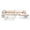 vidaXL Sof&aacute;s de paletes jardim 4 pcs almofad&otilde;es cor areia madeira