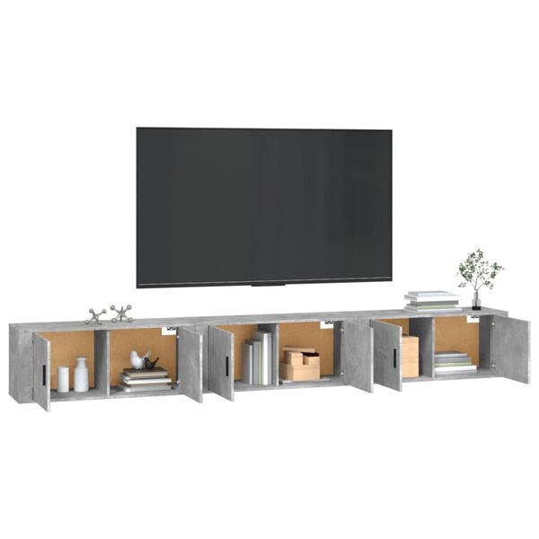vidaXL Móveis de TV de parede 3 pcs 100x34,5x40 cm cinzento cimento
