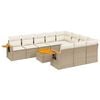 vidaXL 11 pcs conjunto sof&aacute;s de jardim c/ almofad&otilde;es vime PE bege