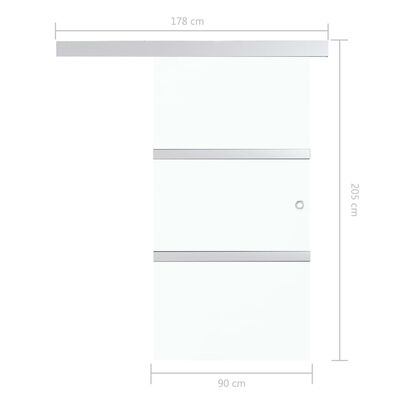vidaXL Porta deslizante batente suave vidro ESG/alumínio 90x205 cm