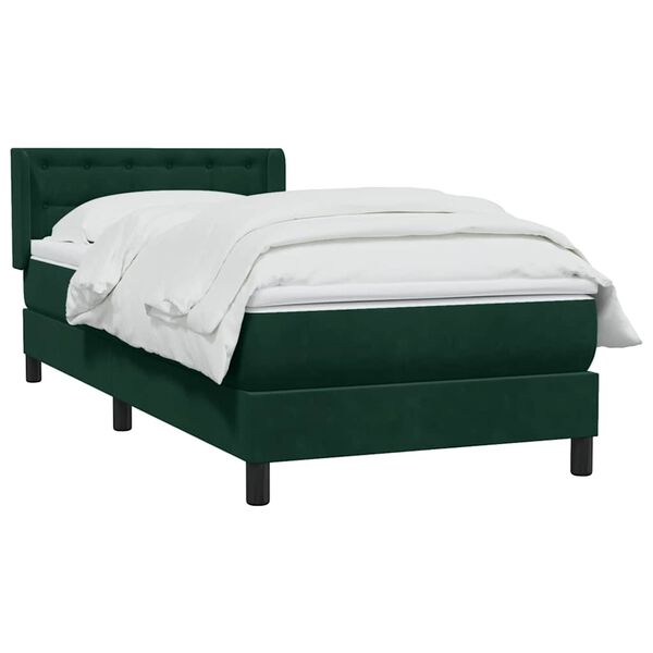 vidaXL Cama com molas/colch&atilde;o verde-escuro 80x220 cm veludo