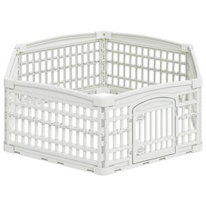 vidaXL Playpen para C&atilde;es com 6 Pain&eacute;is 122 x 106,5 x 40 cm Pl&aacute;stico