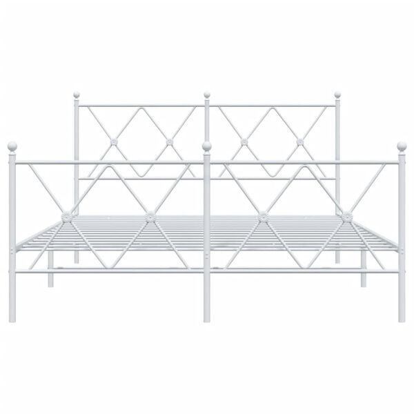 vidaXL Estrutura de cama com cabeceira e p&eacute;s 137x190 cm metal branco