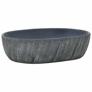 vidaXL Lavat&oacute;rio de bancada oval 47x33x13 cm cer&acirc;mica preto e cinza