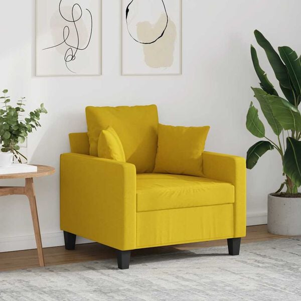 vidaXL Poltrona 60 cm tecido amarelo-claro