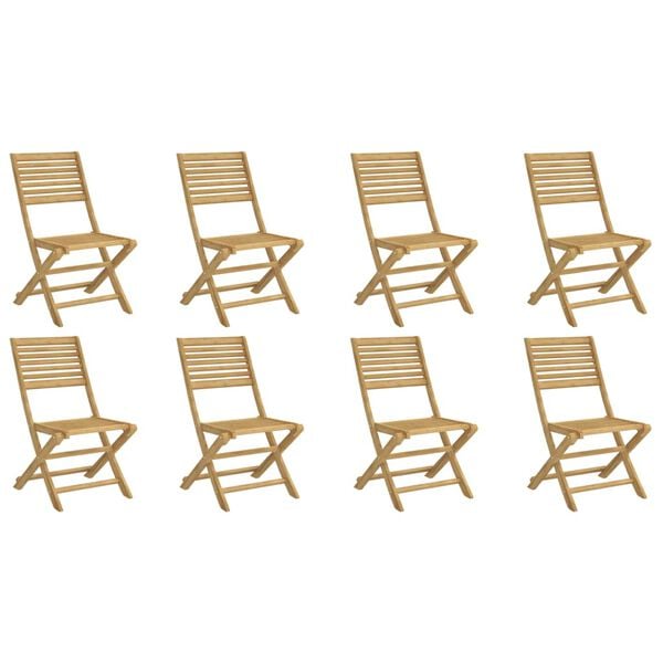 vidaXL Cadeiras de jardim dobr&aacute;veis 8 pcs 48,5x61,5x87cm ac&aacute;cia maci&ccedil;a