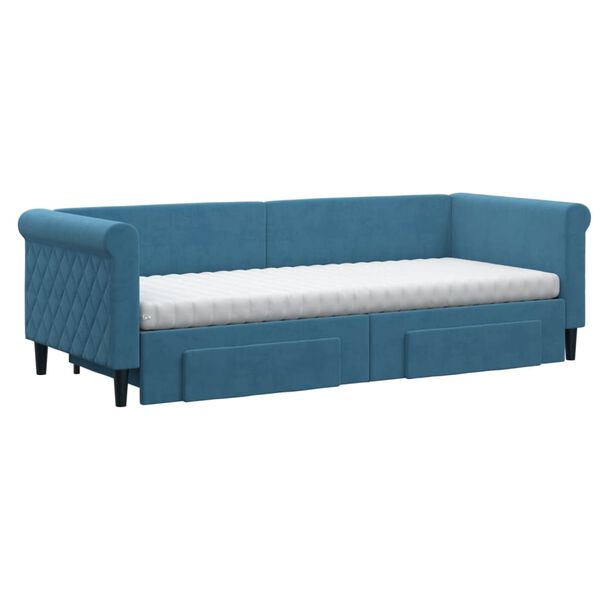 vidaXL Sof&aacute;-cama com gavet&atilde;o e gavetas 80x200 cm veludo azul