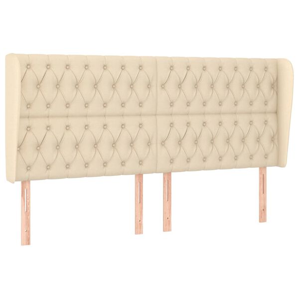 vidaXL Cabeceira de cama c/ abas tecido 183x23x118/128 cm creme