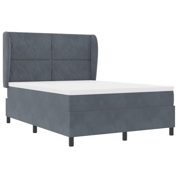 vidaXL Cama Box com colch&atilde;o Cinza Escuro 200 x 140 cm Poli&eacute;ster