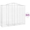 vidaXL Cestos gabi&atilde;o arqueados 25 pcs 200x50x160/180 ferro galvanizado