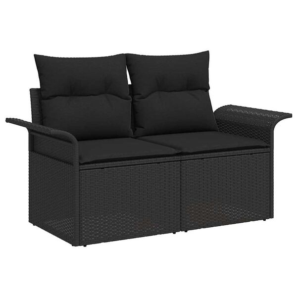 vidaXL Conjunto de Sof&aacute; de Jardim 8 pcs Preto Rattan Sint&eacute;tico