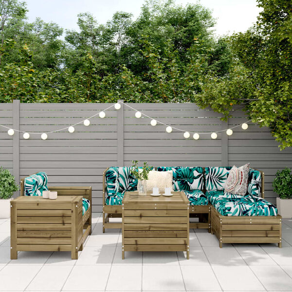 vidaXL 7 pcs conjunto sof&aacute;s jardim madeira de pinho impregnada