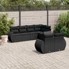 vidaXL 7 pcs conjunto de sof&aacute;s p/ jardim c/ almofad&otilde;es vime PE preto