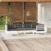 vidaXL 6 pcs conj. lounge de jardim c/ almofad&otilde;es pinho maci&ccedil;o branco