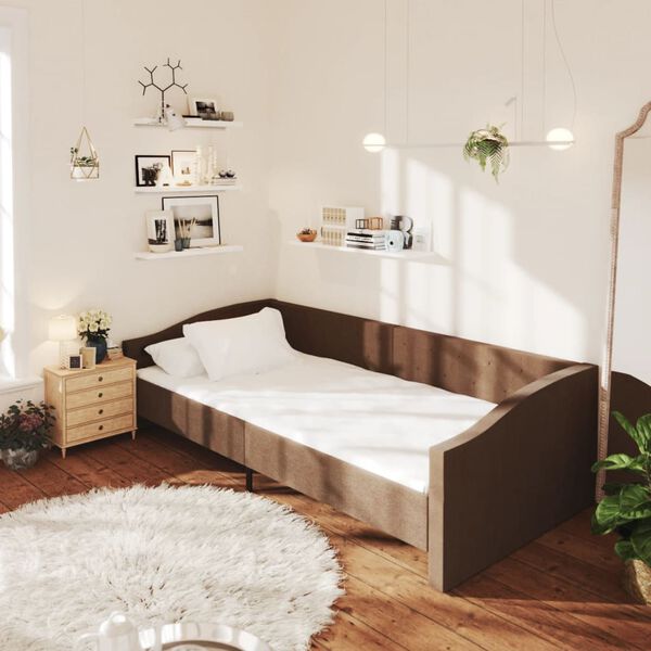 vidaXL Sof&aacute;-cama + colch&atilde;o e sa&iacute;da USB 90x200cm tecido castanho-escuro