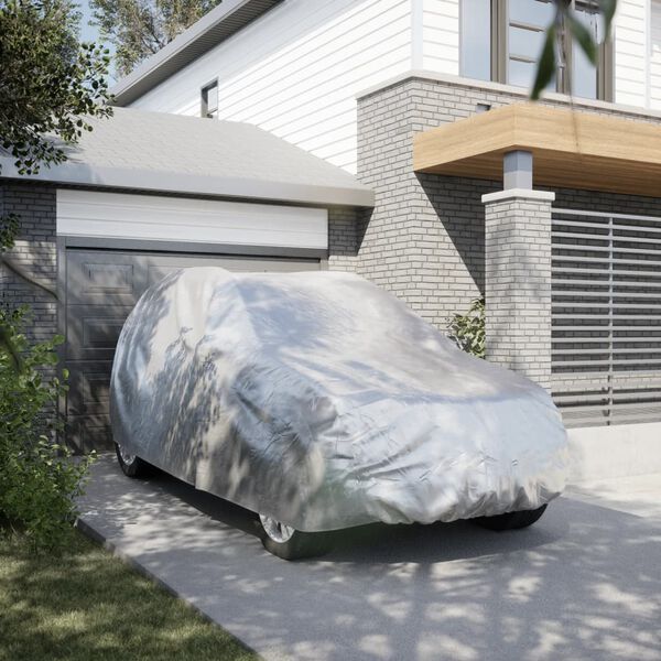 vidaXL Cobertura de carro p/ SUV c/ cintas de fivela L PEVA prateado