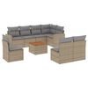 vidaXL 9 pcs conjunto de sof&aacute;s p/ jardim com almofad&otilde;es vime PE bege