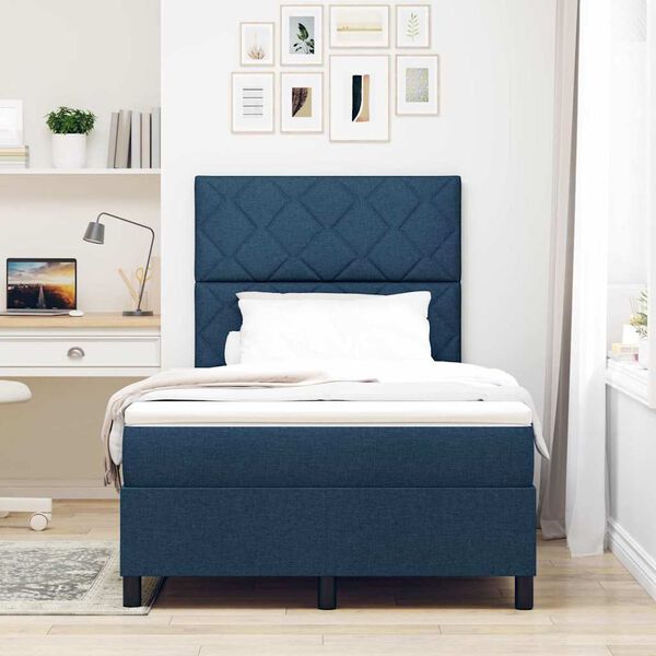 vidaXL Cama Box com colch&atilde;o com cabeceira Azul 120 x 200 cm tecido