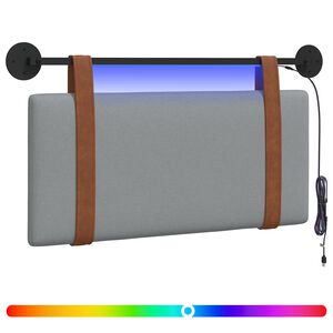vidaXL Cabeceira suspensa Com luz LED Cinzento-claro PU Antigo