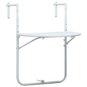 vidaXL Mesa varanda pendurar 60x64x83,5cm pl&aacute;stico aspeto vime branco