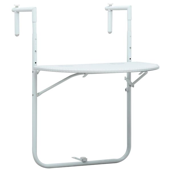 vidaXL Mesa varanda pendurar 60x64x83,5cm pl&aacute;stico aspeto vime branco