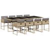 vidaXL 9 pcs conj. jantar jardim c/ almofad&otilde;es vime PE bege misturado