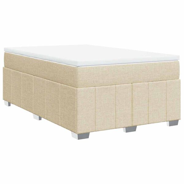 vidaXL Cama com molas/colch&atilde;o 120x200 cm tecido cor creme