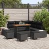 vidaXL Conjunto de Sofá de Jardim 9 pcs Preto Rattan Sintético