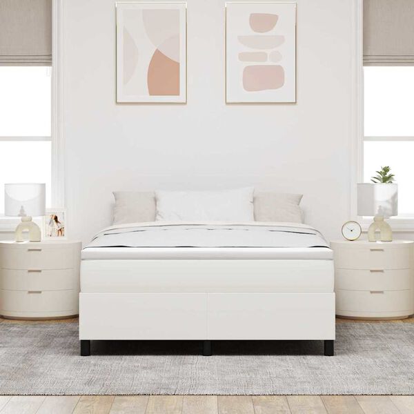 vidaXL Cama Box Creme e Branco 140 x 200 cm Tecido de Veludo Cotele