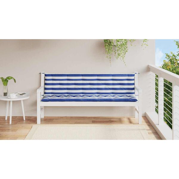 vidaXL Almofad&otilde;es p/ banco de jardim 2pcs oxford riscas azul/branco
