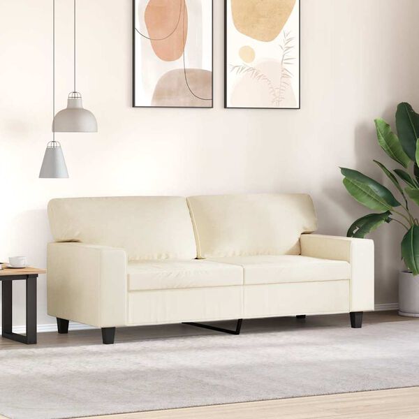 vidaXL Sof&aacute; de 2 lugares 140 cm couro artificial cor creme