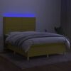 vidaXL Cama box spring c/ colch&atilde;o e LED 140x200 cm tecido verde