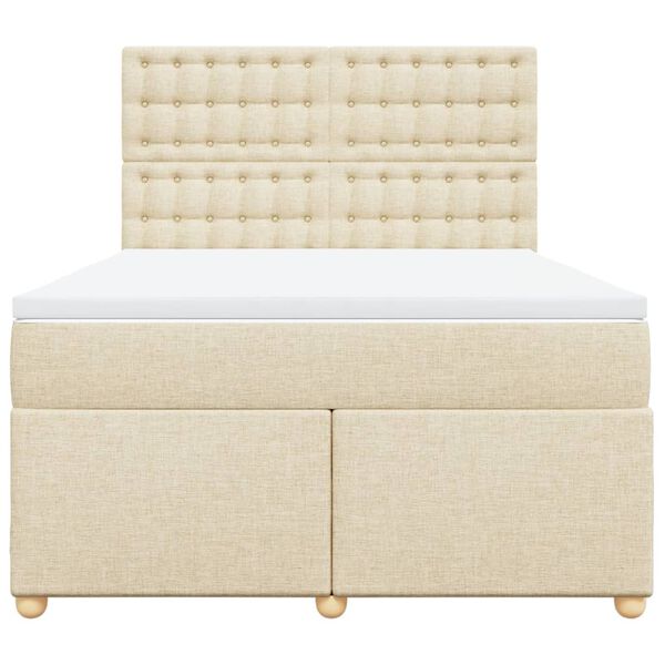 vidaXL Cama com molas/colch&atilde;o 160x200 cm tecido cor creme