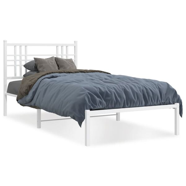 vidaXL Estrutura de cama com cabeceira 90x200 cm metal branco