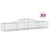 vidaXL Cestos gabi&atilde;o arqueados 9 pcs 300x50x40/60 cm ferro galvanizado